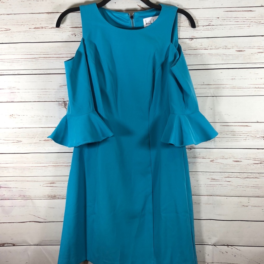 Nicole Miller Blue Cold Shoulder Dress